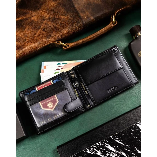 PETERSON PTN SET-M-N992-KCS bőr pénztárca és kulcstartó ajándék szett