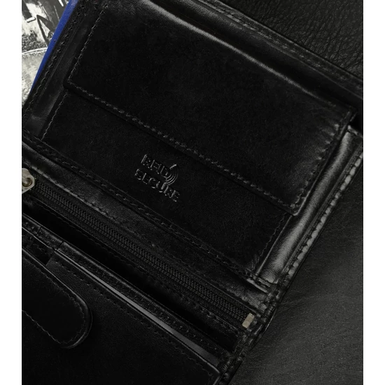 RFID bőr pénztárca RONALDO N104-VT Fekete+kék