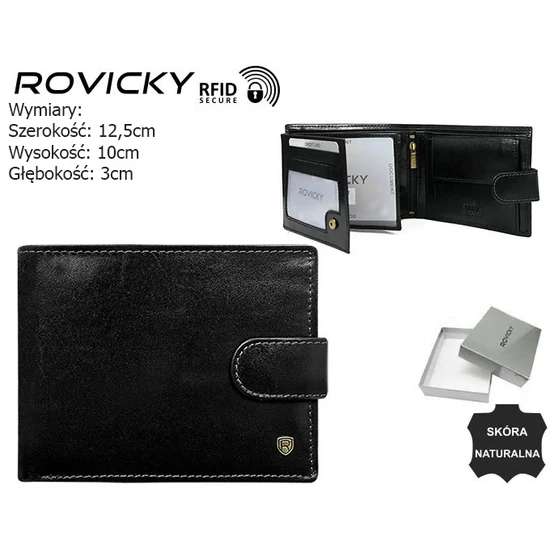 RFID bőr pénztárca ROVICKY N992L-RVT Fekete