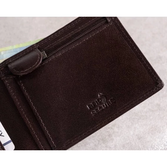 RFID bőr pénztárca PC-107-BAR Barna