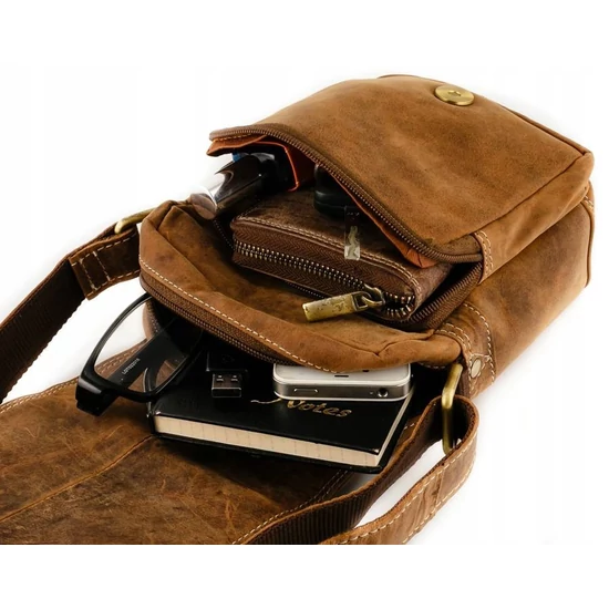 Bőr táska 250591-MH BROWN