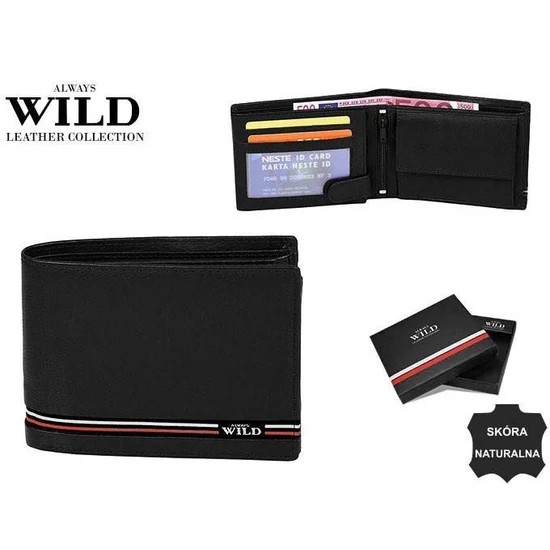 ALWAYS WILD RFID bőr pénztárca N992-GV Fekete