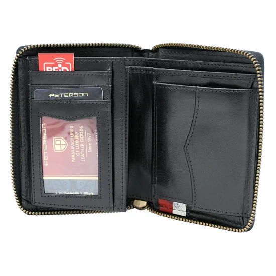 Peterson bőr pénztárca PTN 340P-02 FEKETE