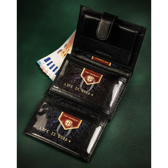RFID bőrtárca PTN 348Z-P Fekete