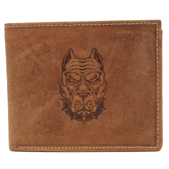 Férfi bőr pénztárca RFID védelmi kutyaképpel N992-CHM-DOG-2 Cognac