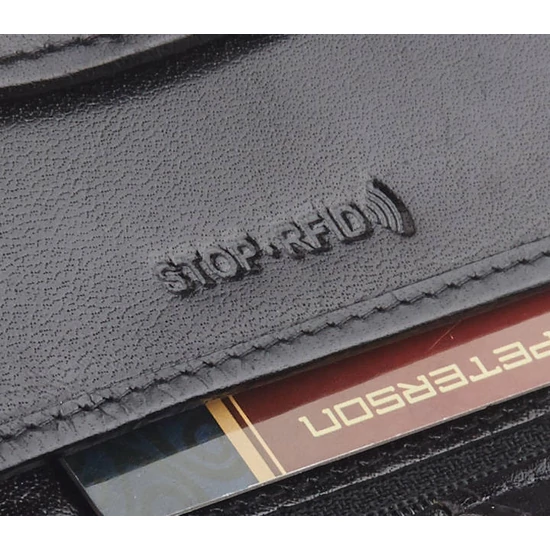 PETERSON PTN 317Z 2-1-1 FEKETE RFID bőr pénztárca