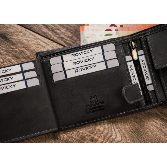 Férfi bőr pénztárca RFID védelmi kutyaképpel N992-CHM-DOG-2 Cognac