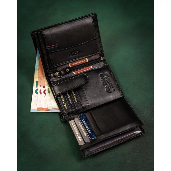 Ajándékcsomag: bőrtárca és kulcstartó PETERSON PTN SET-M-1542-KCS