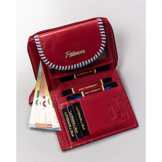 PETERSON PTN KA-21 piros+fekete RFID bőr pénztárca