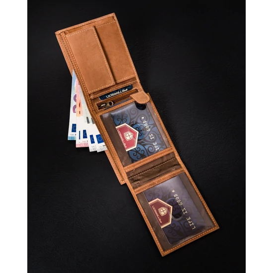 Bőr pénztárca PTN 304 2-1-5 COGNAC