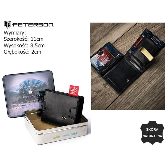 Férfi bőr pénztárca PTN N78-VT Fekete