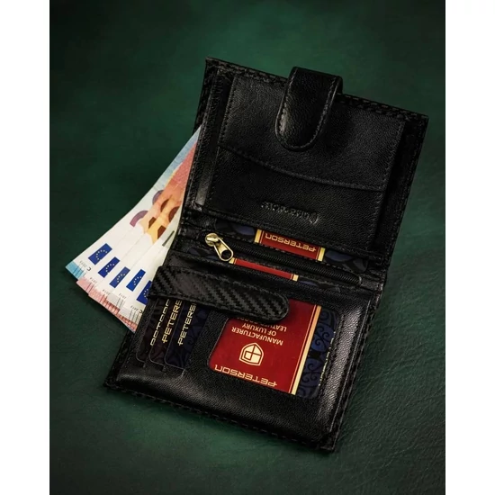 RFID bőr pénztárca PTN 303Z-CA Fekete