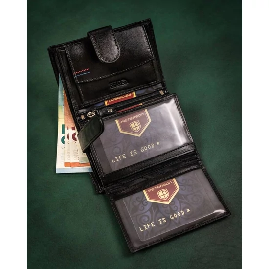 Ajándékcsomag: bőrtárca és kulcstartó PETERSON PTN SET-M-1542L-KCS