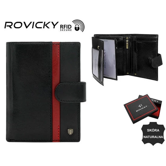 Férfi bőr pénztárca N575L-RVTP-3081 Fekete-piros