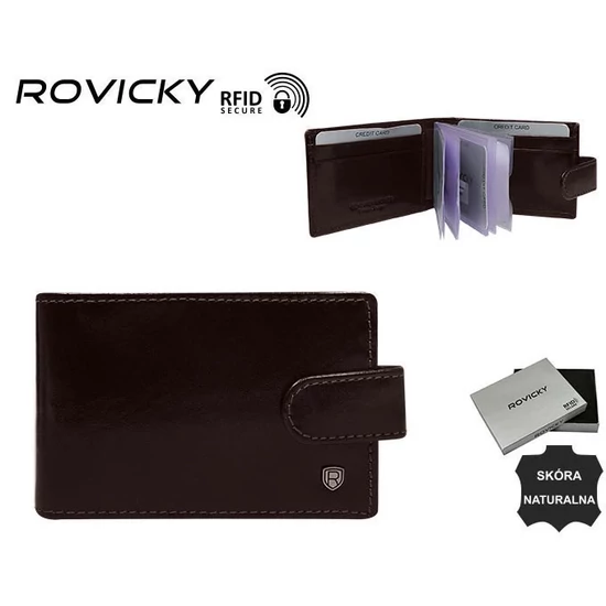 ROVICKY bőr RFID kártya tok TW-02-RVT D.Brown