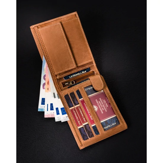 Bőr pénztárca PTN 304 2-1-5 COGNAC