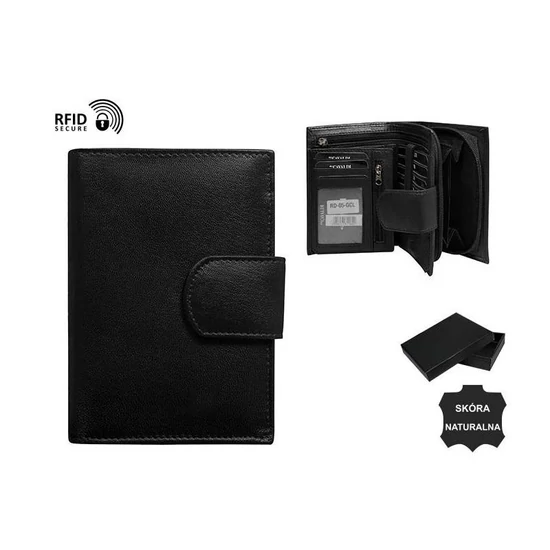 Női RFID bőr pénztárca RD-05-GCL-NL Fekete