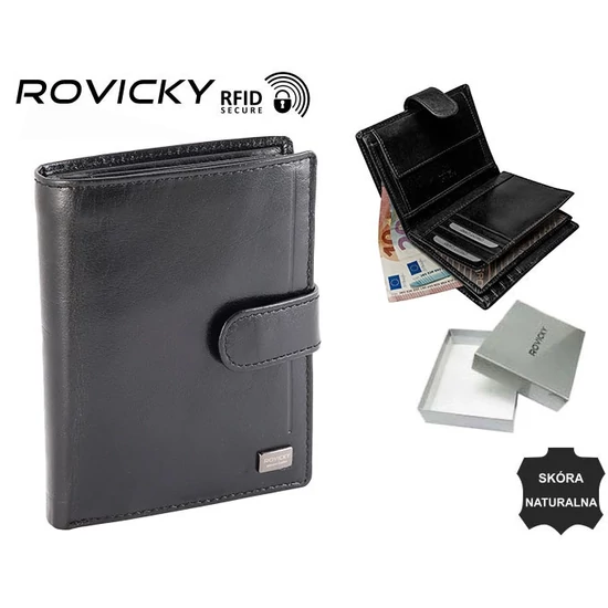 Férfi RFID bőr pénztárca PC-105L-BAR Fekete