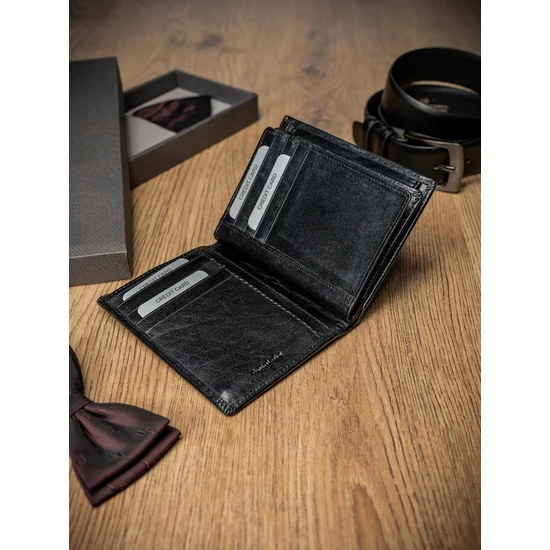 ROVICKY PC-105-BAR BLACK RFI férfi RFID bőr pénztárca