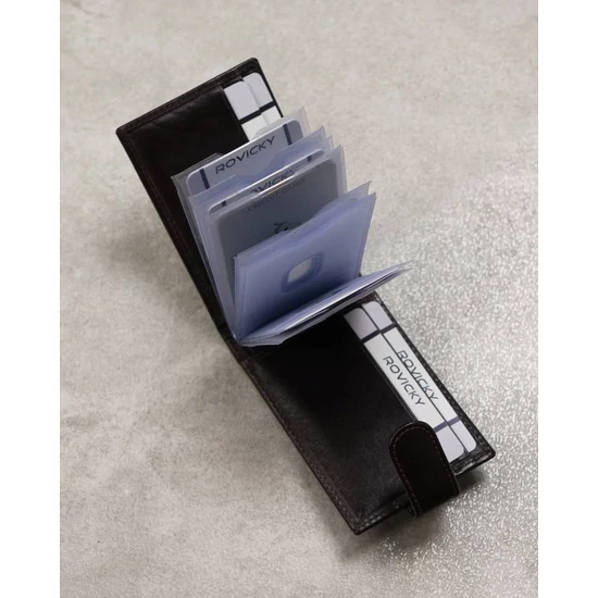 ROVICKY bőr RFID kártya tok TW-02-RVT D.Brown