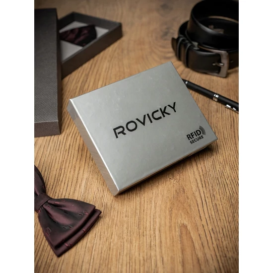 ROVICKY PC-105-BAR BLACK RFI férfi RFID bőr pénztárca