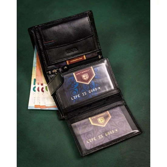 Ajándékcsomag: bőrtárca és kulcstartó PETERSON PTN SET-M-1542-KCS