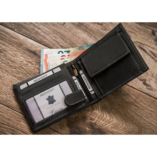 Bőr pénztárca kutya képpel RFID N992-CHM-DOG-1 Cognac