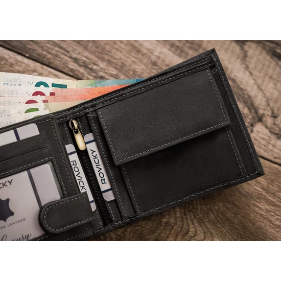 Férfi bőr pénztárca RFID védelmi kutyaképpel N992-CHM-DOG-2 Cognac