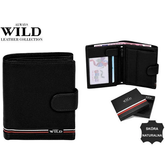 RFID bőr pénztárca ALWAYS WILD N4L-GV Fekete