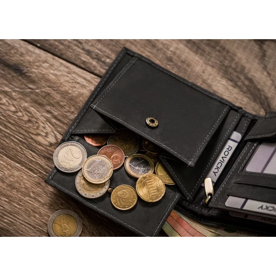 Férfi bőr pénztárca RFID védelmi kutyaképpel N992-CHM-DOG-2 Cognac