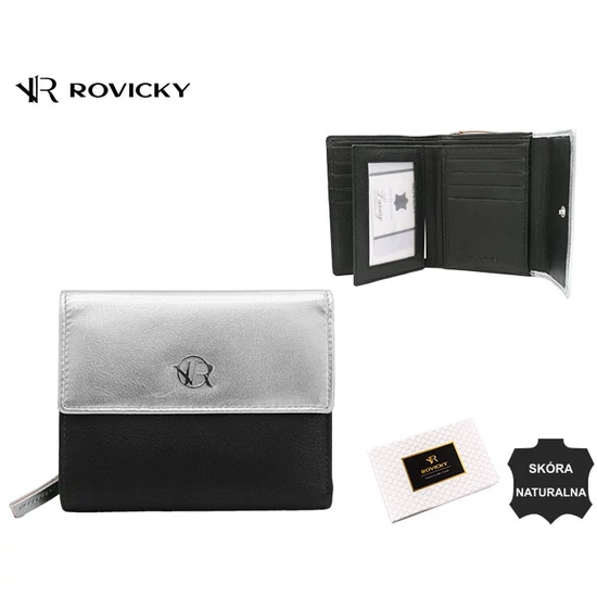Női bőrtárca RV-3412-SLA Ezüst fekete