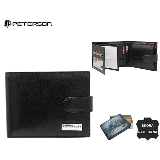 Férfi bőr pénztárca PTN 304Z-PR 2-1-1 Fekete