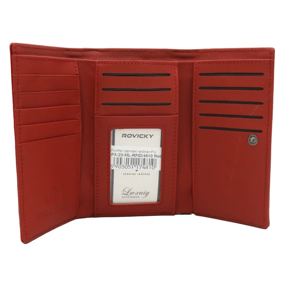 Természetes és környezetbarát bőr pénztárca ROVICKY RPX-23-ML Red