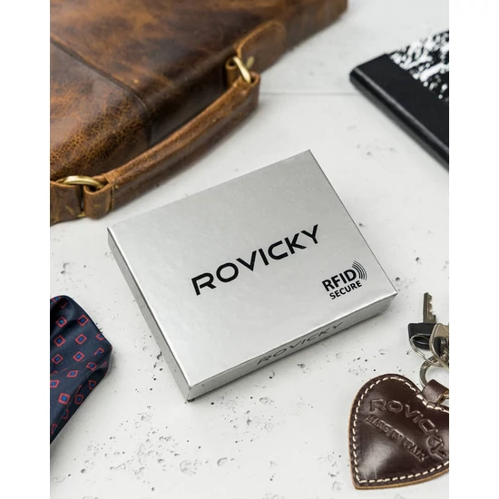ROVICKY N61L-RVT D.Brown RFID bőr pénztárca