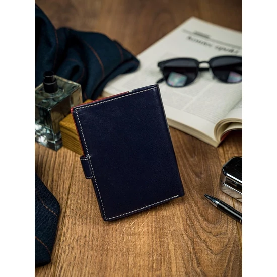 RFID bőr pénztárca ROVICKY 331L-RBA-D NAVY-RED