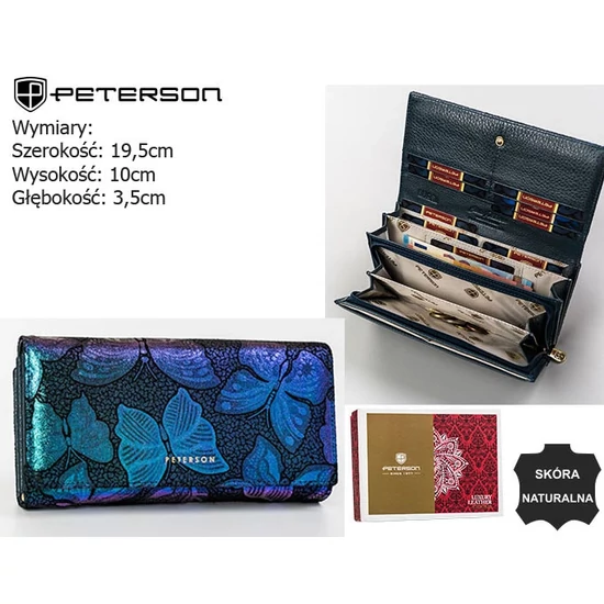 PETERSON PTN 42100-ONBF S.Blue RFID bőr pénztárca