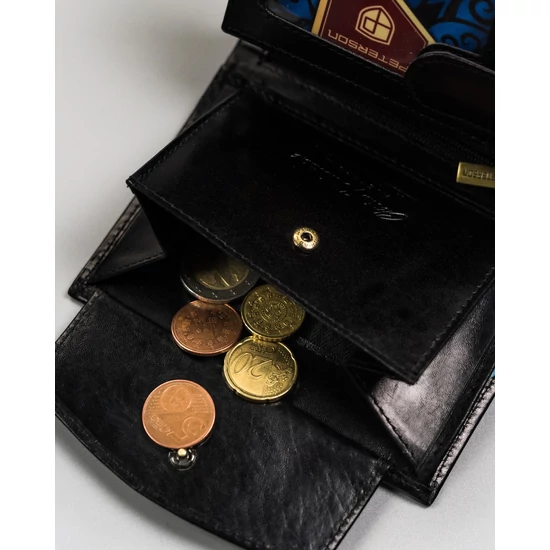 Férfi bőr pénztárca PTN 22309L-VT-E Fekete+piros