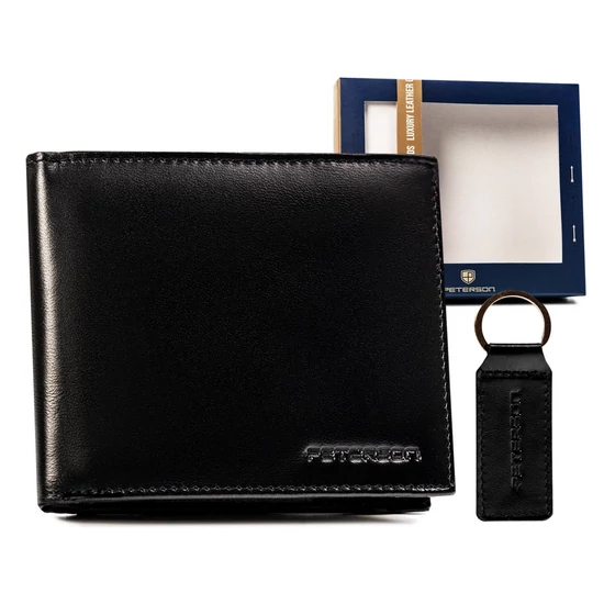 PETERSON PTN SET-M-N992-KCS bőr pénztárca és kulcstartó ajándék szett