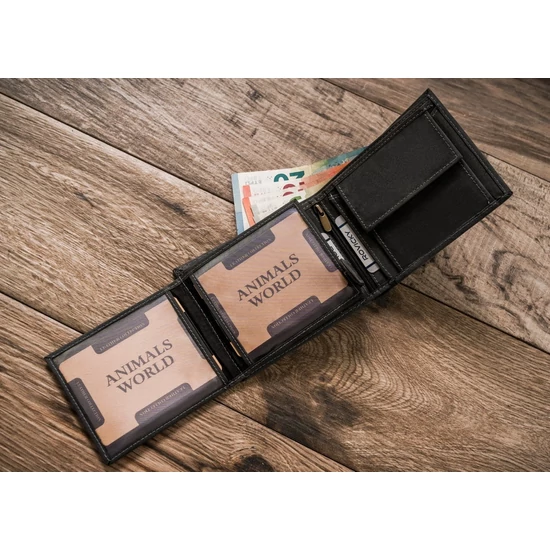 Bőr pénztárca kutya képpel RFID N992-CHM-DOG-1 Cognac