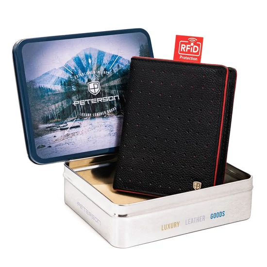 RFID bőr pénztárca PTN 302.03 Fekete+sárga