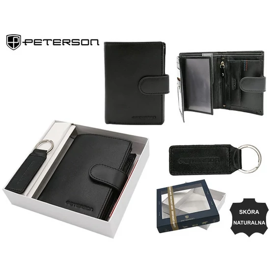 Ajándékcsomag: bőrtárca és kulcstartó PETERSON PTN SET-M-1549L-KCS