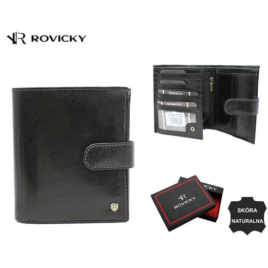 RFID bőr pénztárca ROVICKY 22317L-VT-RVT Fekete