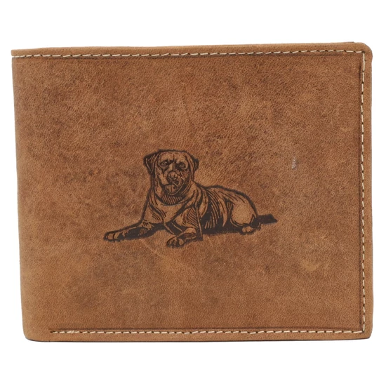 Bőr pénztárca kutya képpel RFID N992-CHM-DOG-1 Cognac