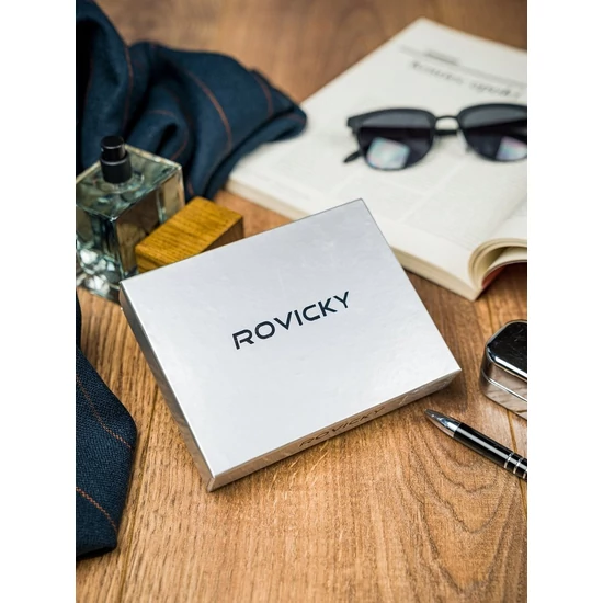 RFID bőr pénztárca ROVICKY 331L-RBA-D NAVY-RED