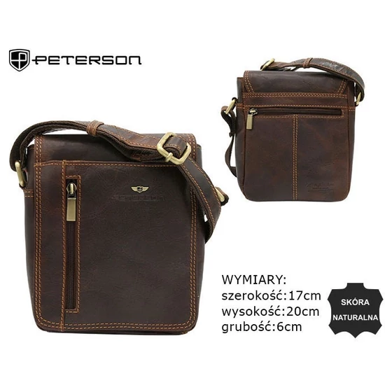 Bőr táska PTN TB-7032-COM COGNAC