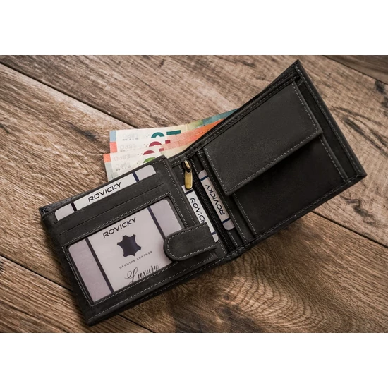 Férfi bőr pénztárca RFID védelmi kutyaképpel N992-CHM-DOG-2 Cognac