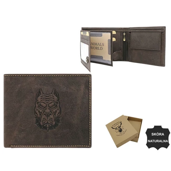 Férfi bőr pénztárca egy védőkutya képével N992-CHM-DOG-2 BROWN