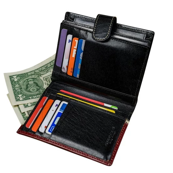 RFID bőr pénztárca ROVICKY 331L-RBA-D NAVY-RED