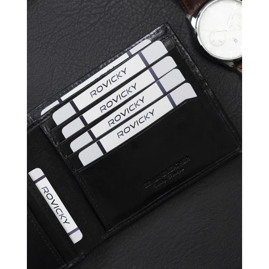 RFID bőr pénztárca ROVICKY N993-RVTS Fekete+piros