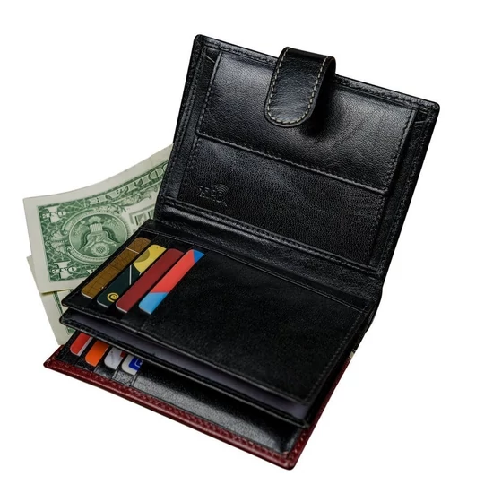 RFID bőr pénztárca ROVICKY 331L-RBA-D NAVY-RED